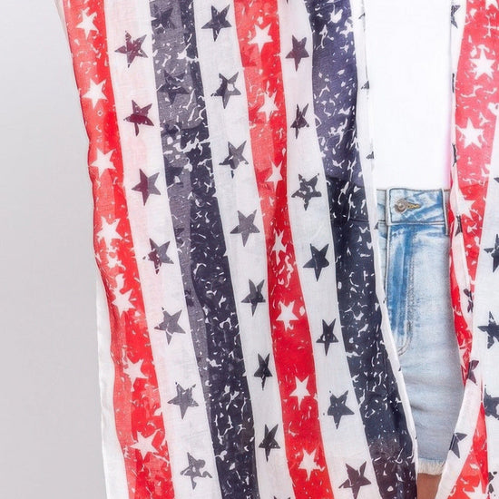 AnchorFinds.com Multicolor / One size fits all Stripe And Star American Flag Kimono