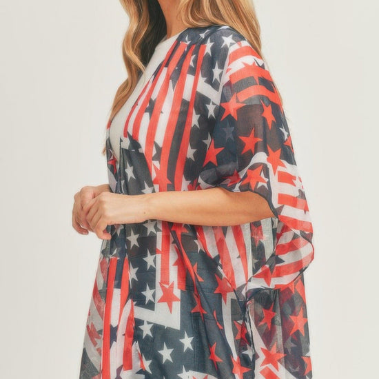 AnchorFinds.com Navy / One size fits all American Flag Kimono