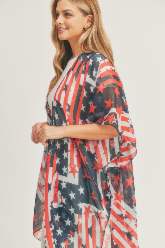 AnchorFinds.com Navy / One size fits all American Flag Kimono