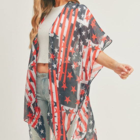 AnchorFinds.com Navy / One size fits all American Flag Kimono