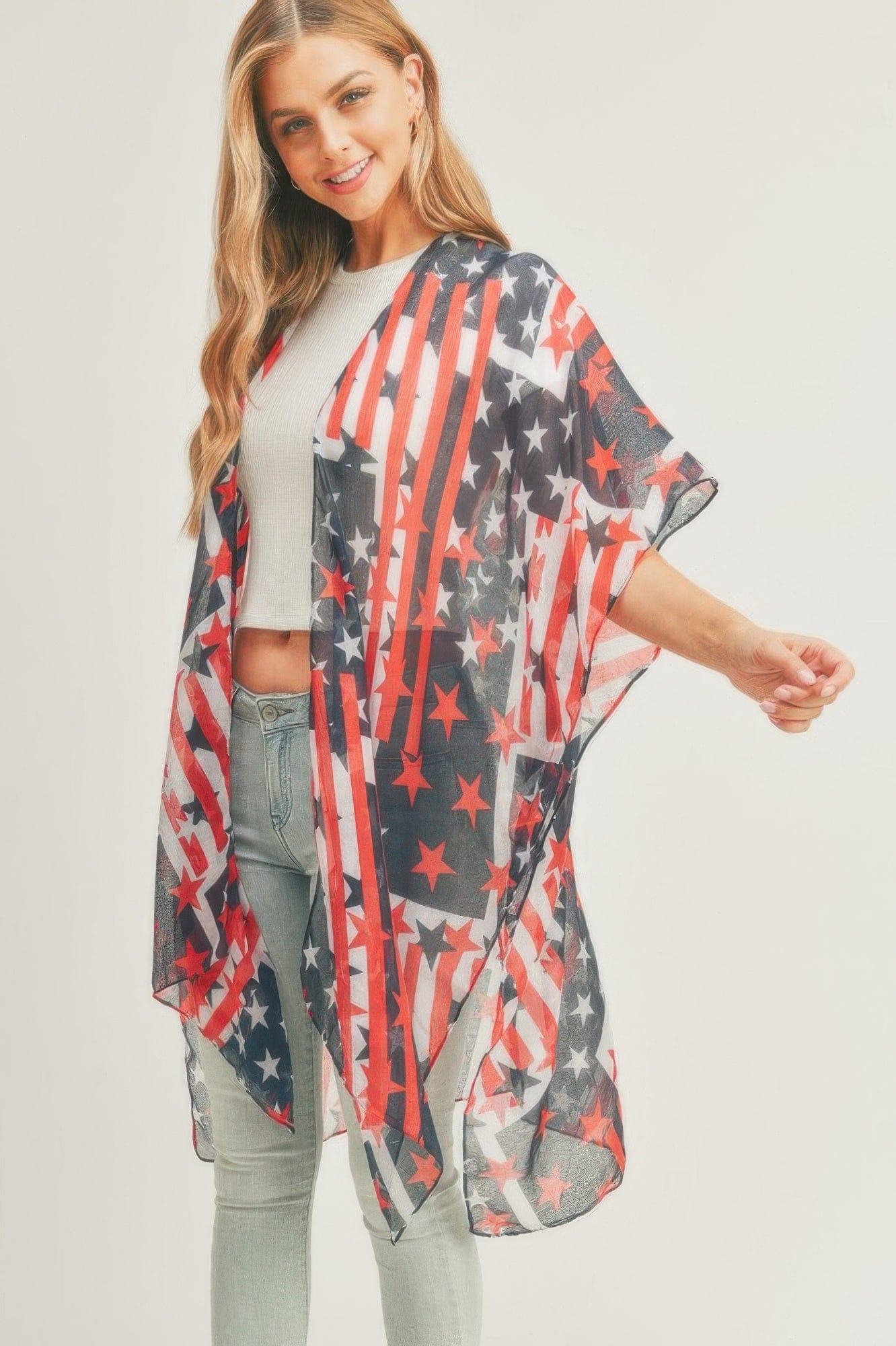 AnchorFinds.com Navy / One size fits all American Flag Kimono