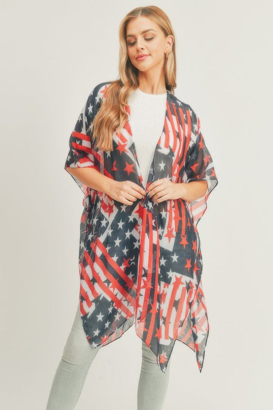 AnchorFinds.com Navy / One size fits all American Flag Kimono