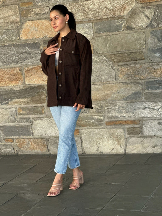AnchorFinds.com Oversized Corduroy Shacket Button Down Utility