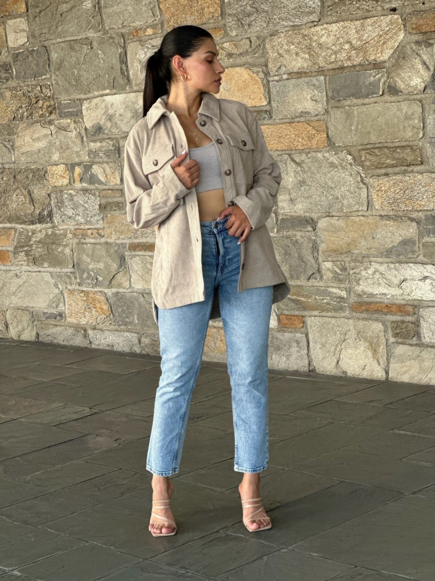 AnchorFinds.com Oversized Corduroy Shacket Button Down Utility