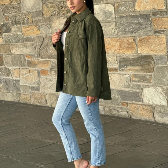 AnchorFinds.com Oversized Corduroy Shacket Button Down Utility