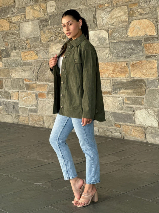 AnchorFinds.com Oversized Corduroy Shacket Button Down Utility