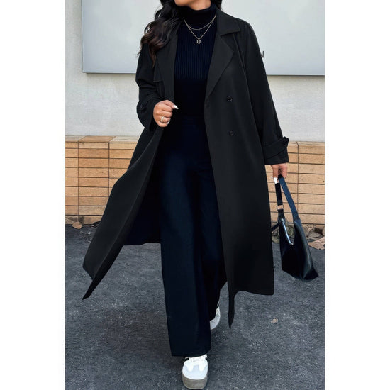 AnchorFinds.com Plus Stand Collar Double Breasted Long Body Coat