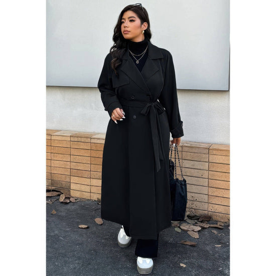 AnchorFinds.com Plus Stand Collar Double Breasted Long Body Coat