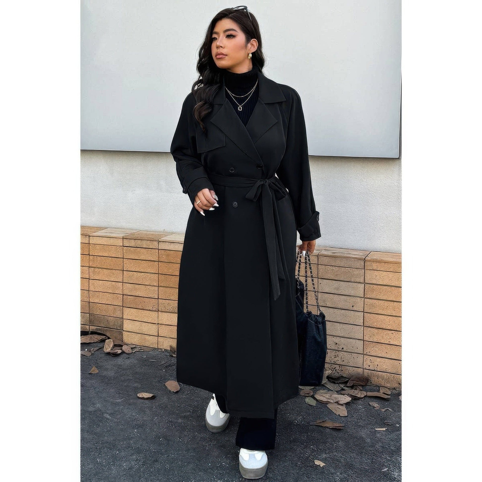 AnchorFinds.com Plus Stand Collar Double Breasted Long Body Coat