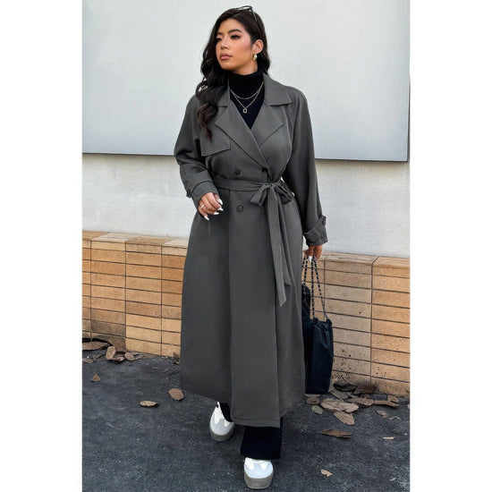 AnchorFinds.com Plus Stand Collar Double Breasted Long Body Coat