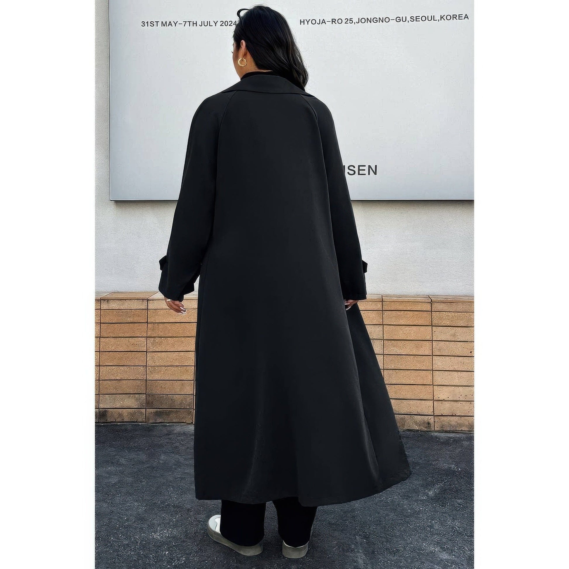 AnchorFinds.com Plus Stand Collar Double Breasted Long Body Coat