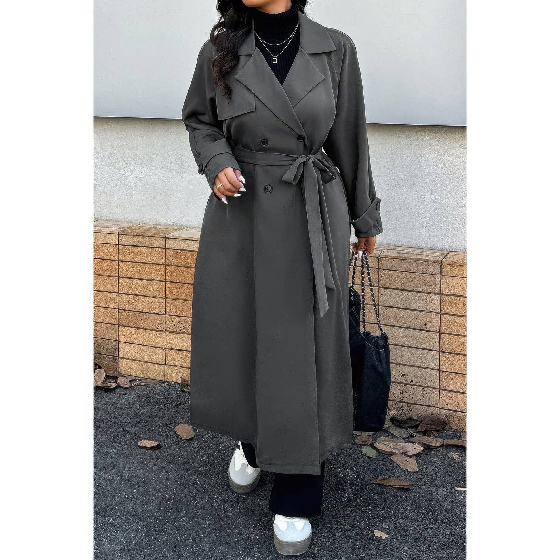 AnchorFinds.com Plus Stand Collar Double Breasted Long Body Coat