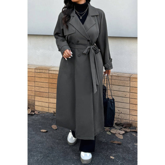AnchorFinds.com Plus Stand Collar Double Breasted Long Body Coat