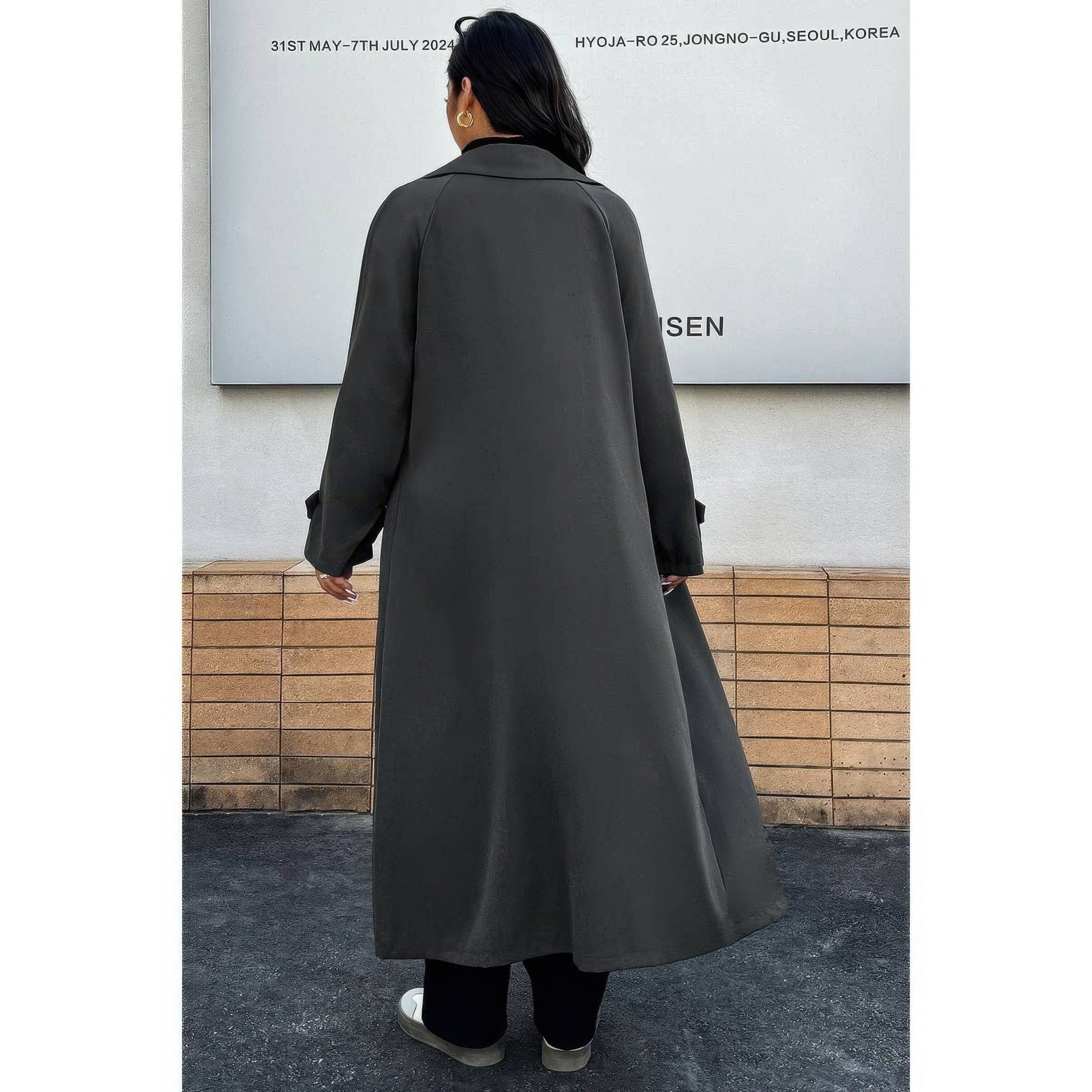 AnchorFinds.com Plus Stand Collar Double Breasted Long Body Coat