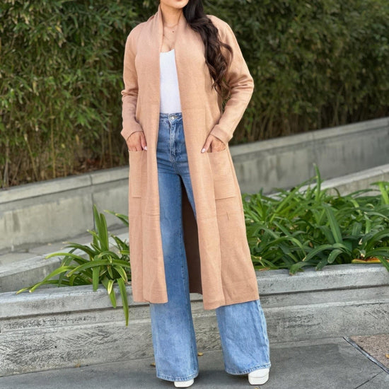 AnchorFinds.com S Clover Fine Knit Midi Cardi Cardigan With Pockets