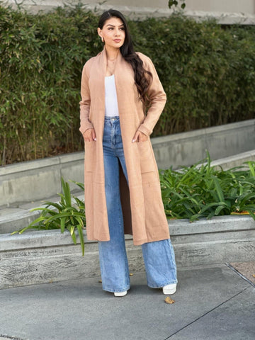 AnchorFinds.com S Clover Fine Knit Midi Cardi Cardigan With Pockets