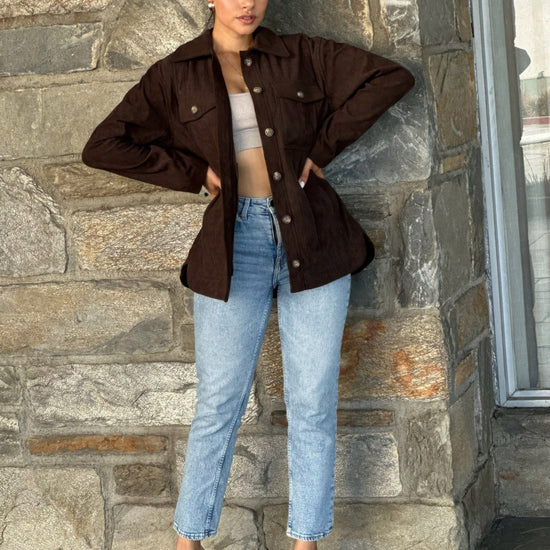 AnchorFinds.com S Oversized Corduroy Shacket Button Down Utility