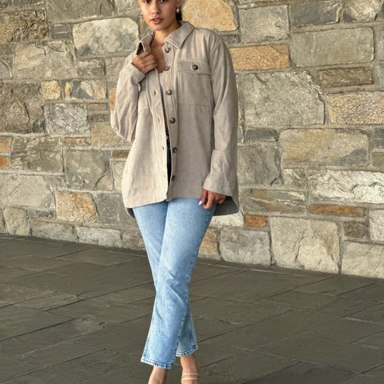 AnchorFinds.com S Oversized Corduroy Shacket Button Down Utility