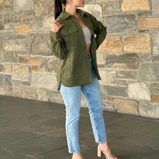 AnchorFinds.com S Oversized Corduroy Shacket Button Down Utility