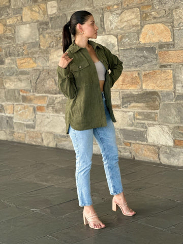 AnchorFinds.com S Oversized Corduroy Shacket Button Down Utility