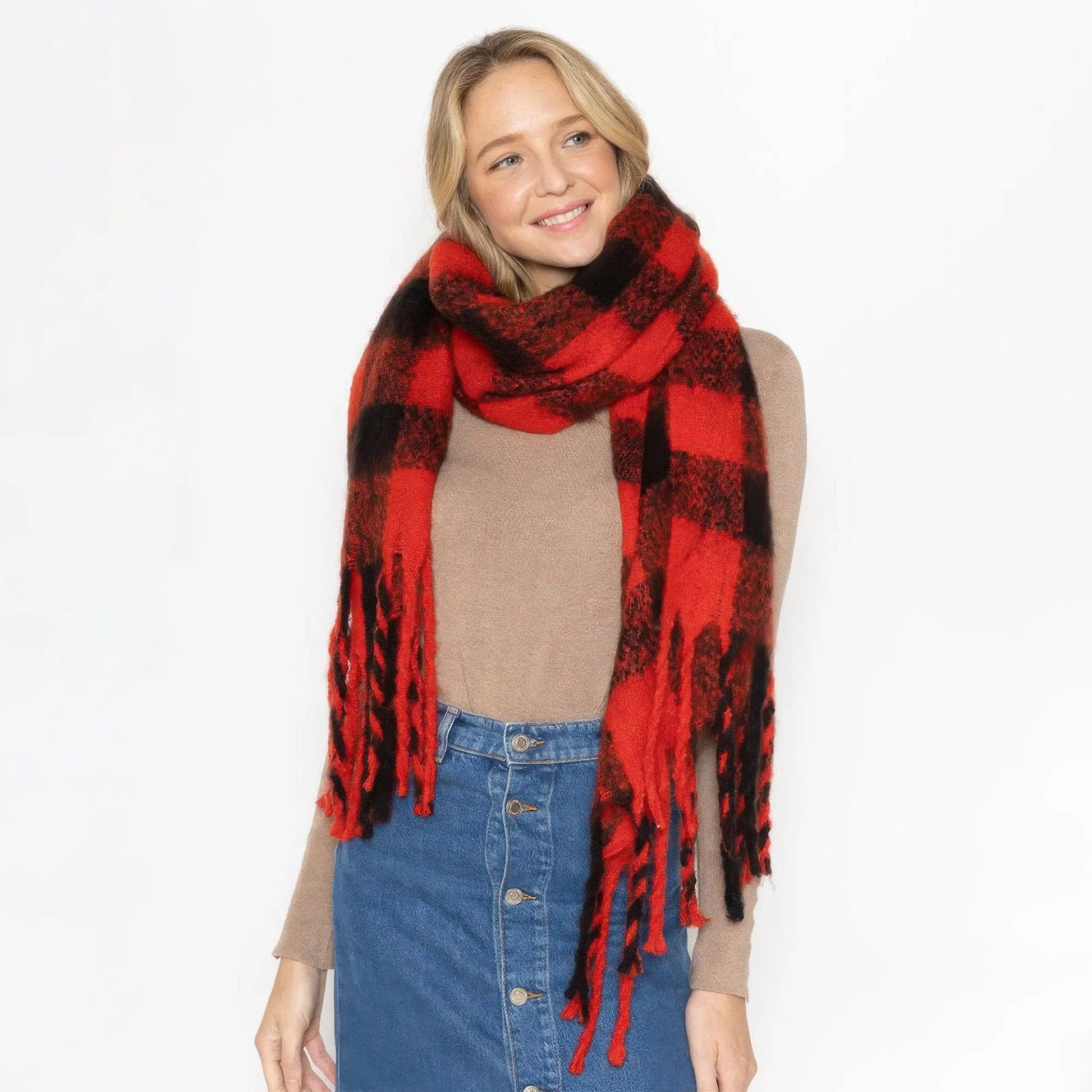 AnchorFinds.com Scarves Red Buffalo Plaid Scarf