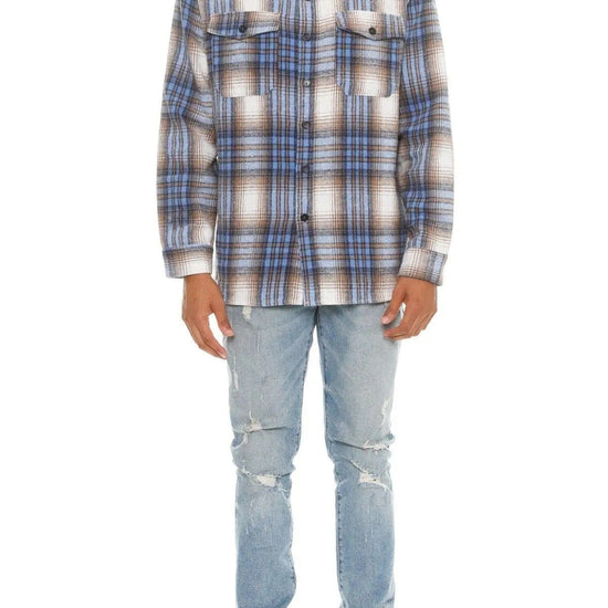 AnchorFinds.com Shackets M Men's Checkered Soft Flannel Shacket: A Fusion of Comfort and Class - Blue Sand