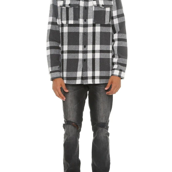 AnchorFinds.com Shackets M Men's Checkered Soft Flannel Shacket in Grey/Black: A Fusion of Comfort and Class