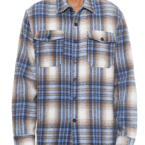 AnchorFinds.com Shackets S Men's Checkered Soft Flannel Shacket: A Fusion of Comfort and Class - Blue Sand