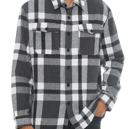 AnchorFinds.com Shackets S Men's Checkered Soft Flannel Shacket in Grey/Black: A Fusion of Comfort and Class
