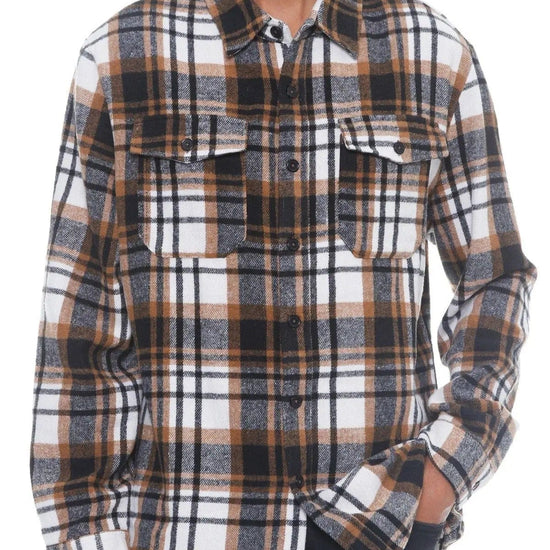 AnchorFinds.com Shackets S Men's Checkered Soft Flannel Shacket in Khaki: A Fusion of Comfort and Class