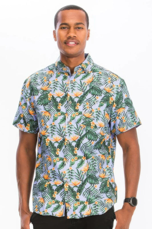 AnchorFinds.com Shirts Black / S Hawaiian Button Down Shirt