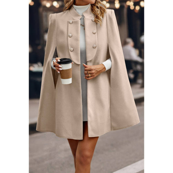 AnchorFinds.com Solid Cloak Sleeve Double Breasted Cape Coat