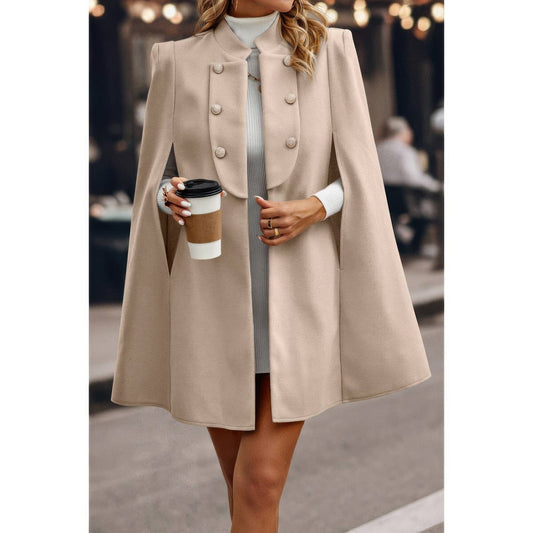 AnchorFinds.com Solid Cloak Sleeve Double Breasted Cape Coat