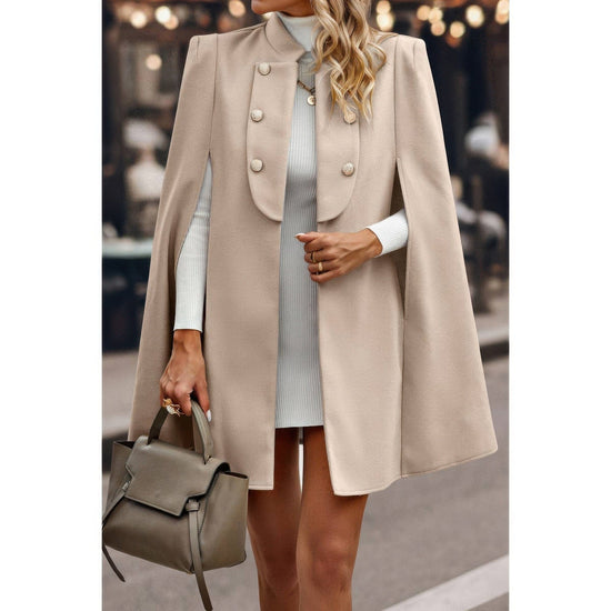 AnchorFinds.com Solid Cloak Sleeve Double Breasted Cape Coat
