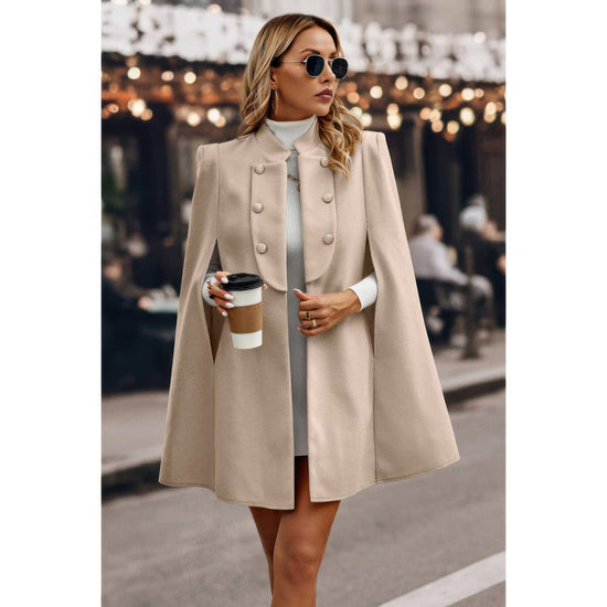AnchorFinds.com Solid Cloak Sleeve Double Breasted Cape Coat