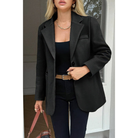 AnchorFinds.com Solid Notch Lapel Single Breasted Blazer