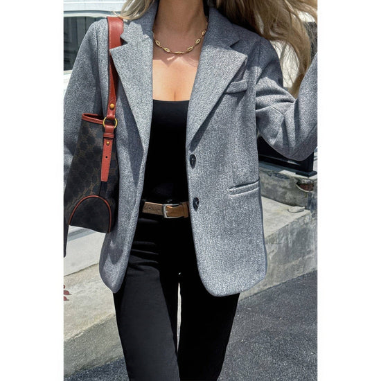 AnchorFinds.com Solid Notch Lapel Single Breasted Blazer