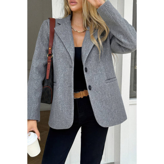 AnchorFinds.com Solid Notch Lapel Single Breasted Blazer