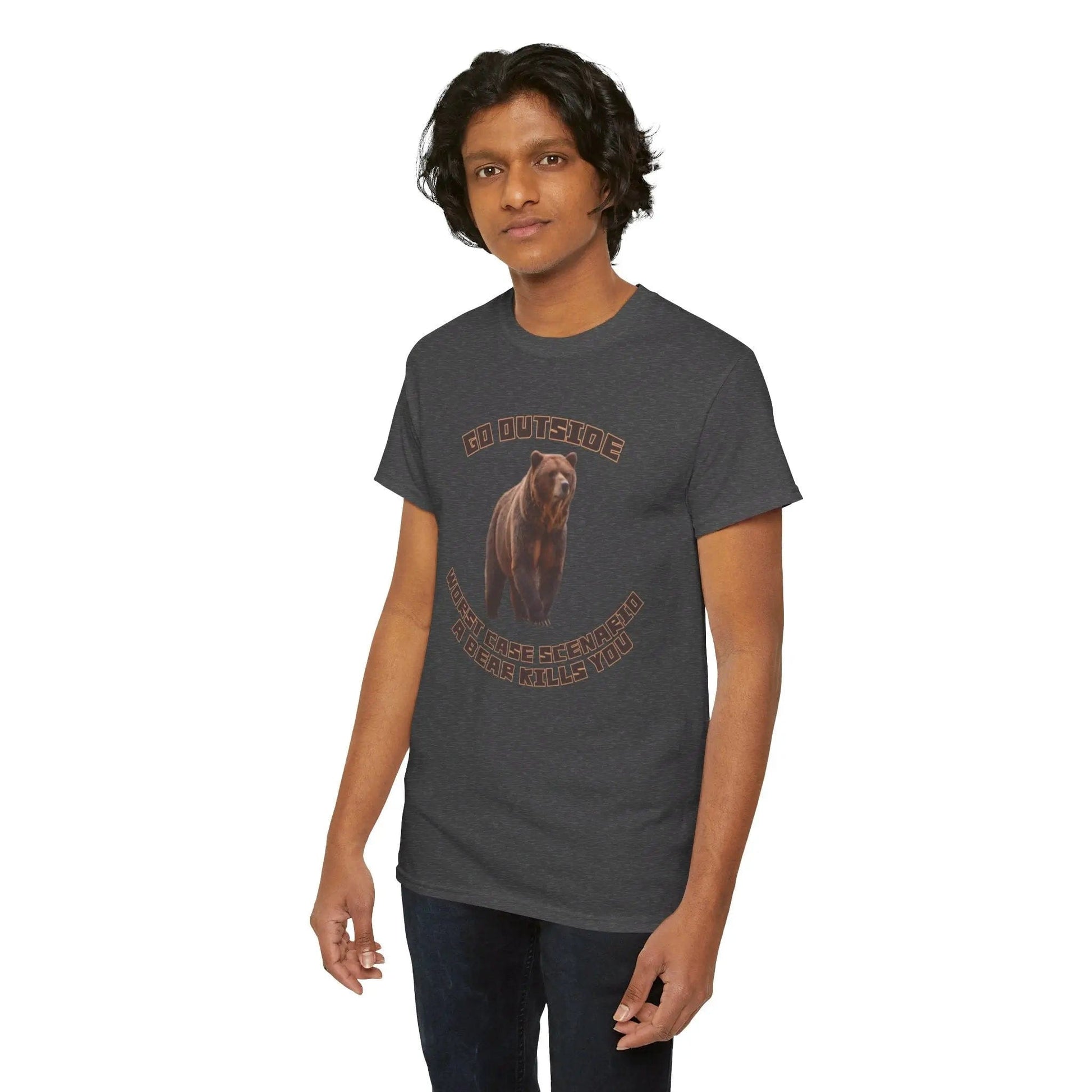 AnchorFinds.com T-Shirt Dark Heather / S Go Outside Worst Case Scenario A Bear Kills You