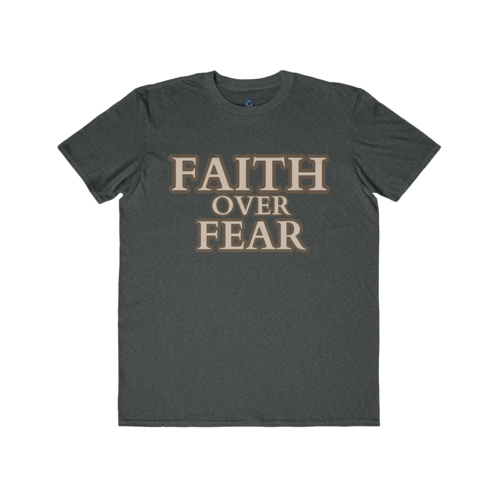 AnchorFinds.com T-Shirt Heather Dark Grey / S Faith Over Fear Men's Lightweight Fashion Tee