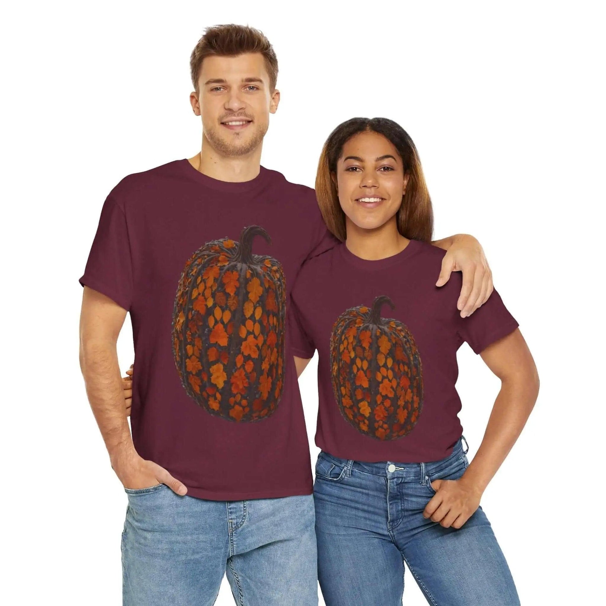 AnchorFinds.com T-Shirt Maroon / S Fall Pumpkin Unisex Heavy Cotton Tee