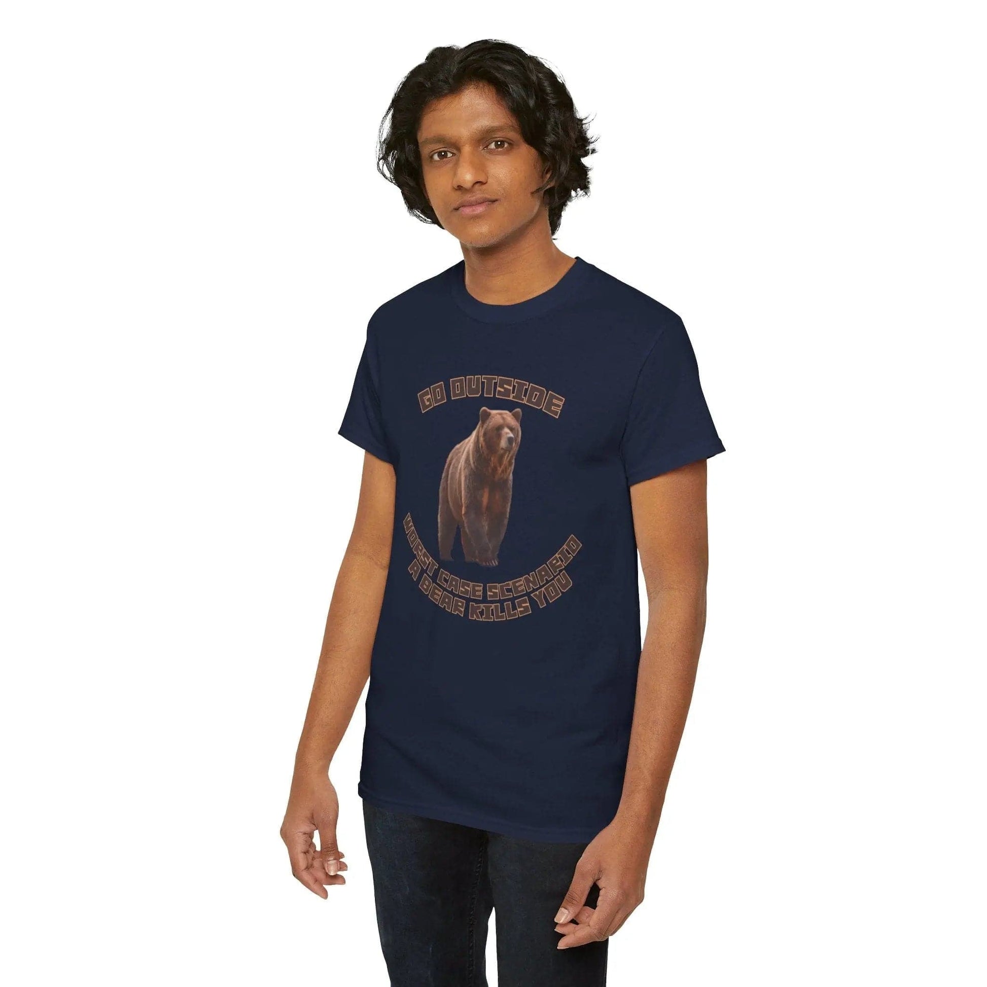 AnchorFinds.com T-Shirt Navy / S Go Outside Worst Case Scenario A Bear Kills You