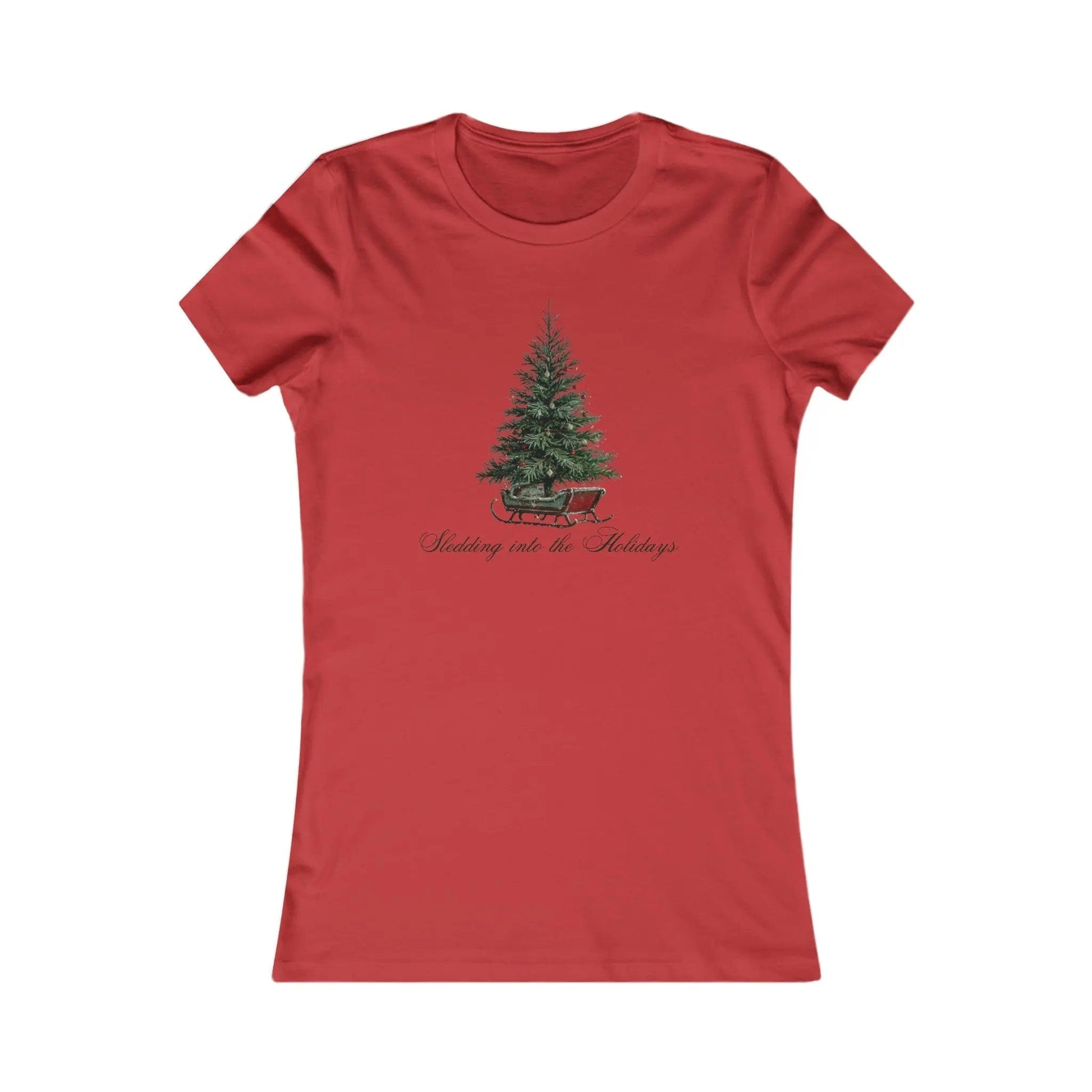 AnchorFinds.com T-Shirt Red / S Sledding into the Holidays Women's Favorite Tee