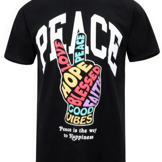 AnchorFinds.com T-Shirts Peace Hand Sign T-Shirt in Black: Timeless Comfort, Bold Unity