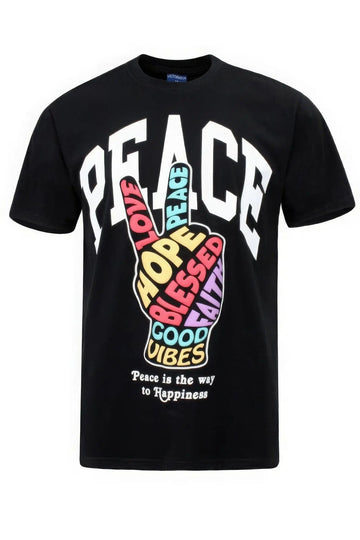 AnchorFinds.com T-Shirts Peace Hand Sign T-Shirt in Black: Timeless Comfort, Bold Unity