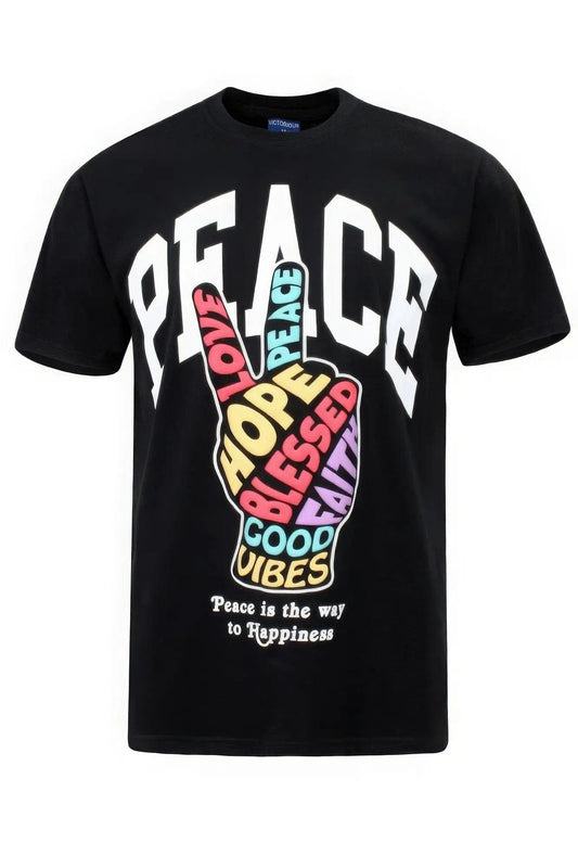 AnchorFinds.com T-Shirts Peace Hand Sign T-Shirt in Black: Timeless Comfort, Bold Unity
