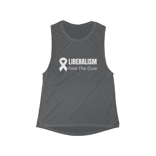 AnchorFinds.com Tank Top S / Asphalt Slub Liberalism Find the Cure Women's Flowy Scoop Muscle Tank: Style Meets Comfort