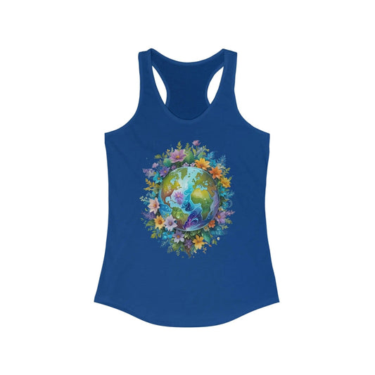 AnchorFinds.com Tank Top S / Solid Royal World Foliage Women's Ideal Racerback Tank: Lightweight Comfort