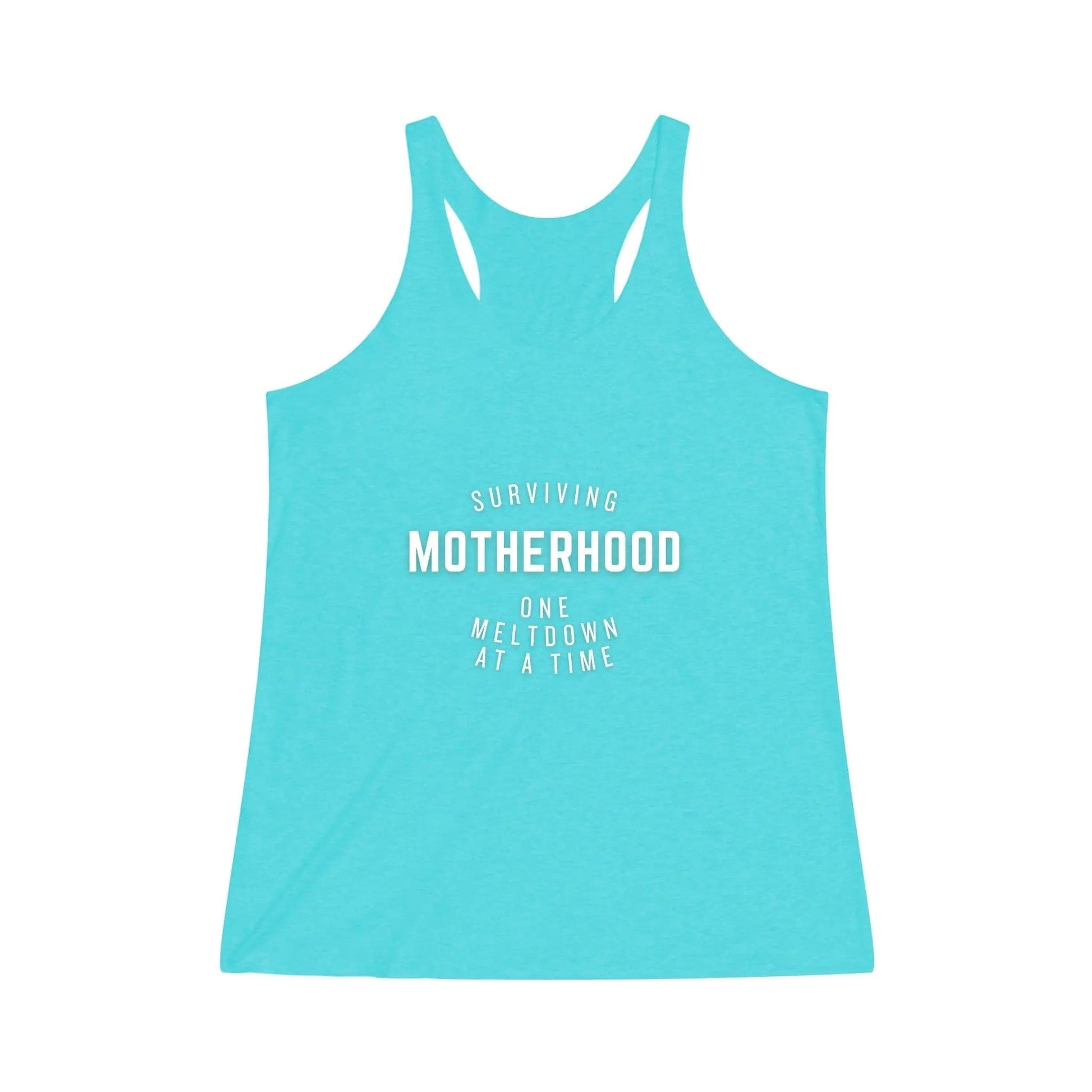 AnchorFinds.com Tank Top Tri-Blend Tahiti Blue / XS Surviving Motherhood Meltdown Women's Tri-Blend Racerback Tank