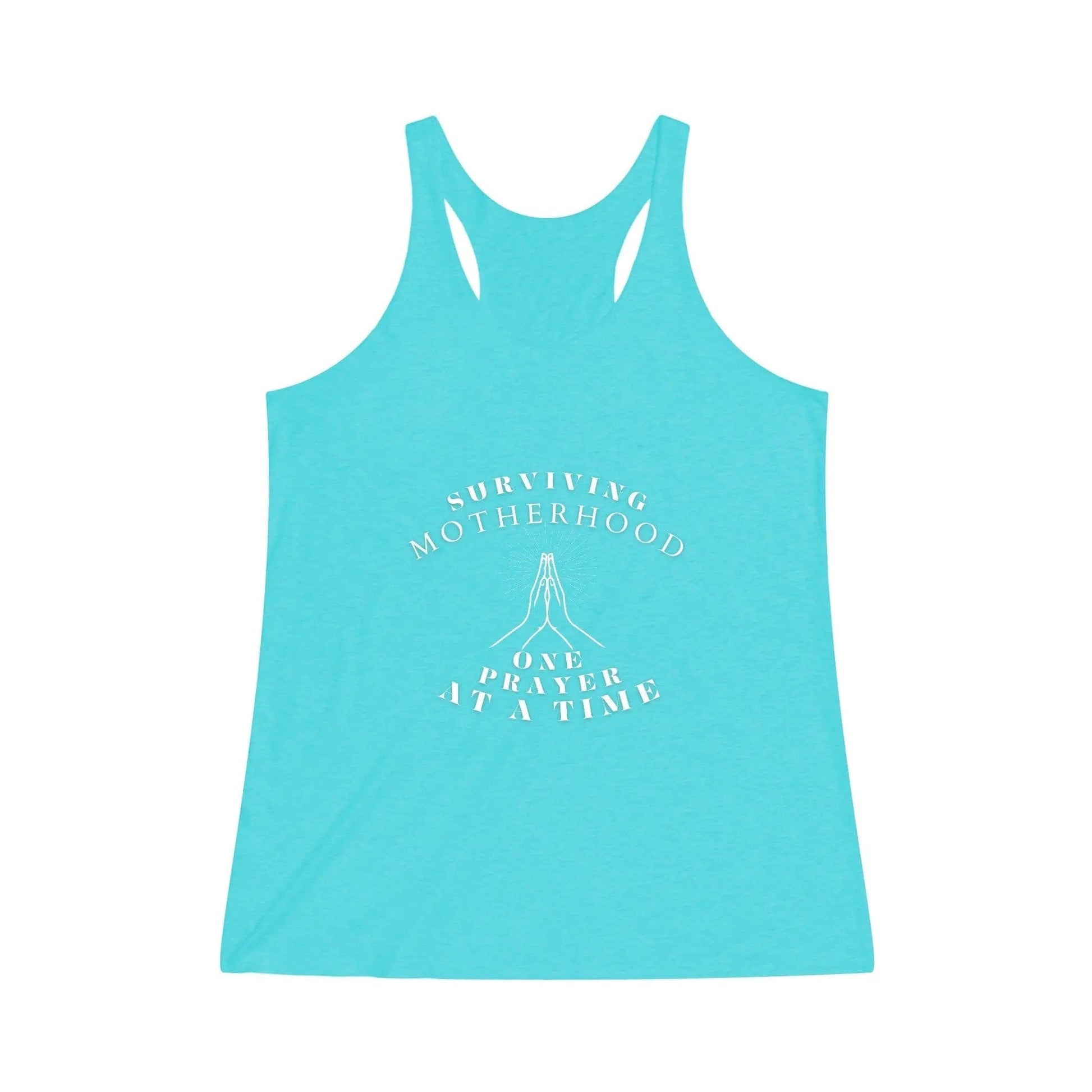 AnchorFinds.com Tank Top XS / Tri-Blend Tahiti Blue Surviving Motherhood One Prayer Women's Tri-Blend Racerback Tank